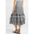 Новая мода Раффлед черный и белый полосатый хлопок Миди летние юбки оптом производство модной женской одежды (TA0050S)
